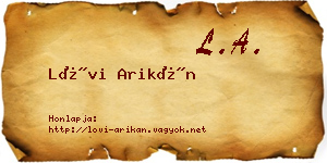 Lövi Arikán névjegykártya
